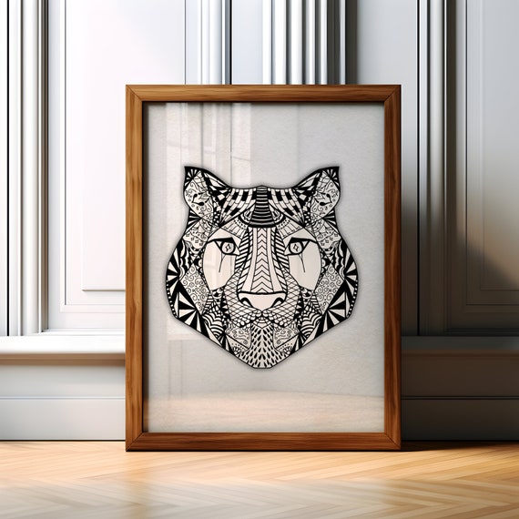 Tiger Minimalist Wall Art Print Boho Art Tiger Poster Print Minimalist Tiger Artwork Black And White Tiger Poster
