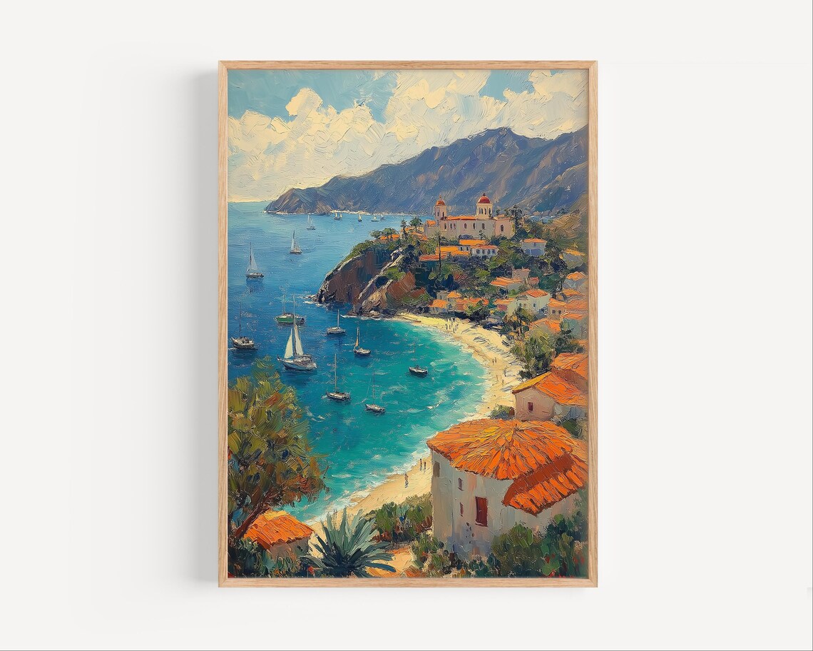Catalina Island Avalon Bay Sailboats Classic Coastal Art Poster