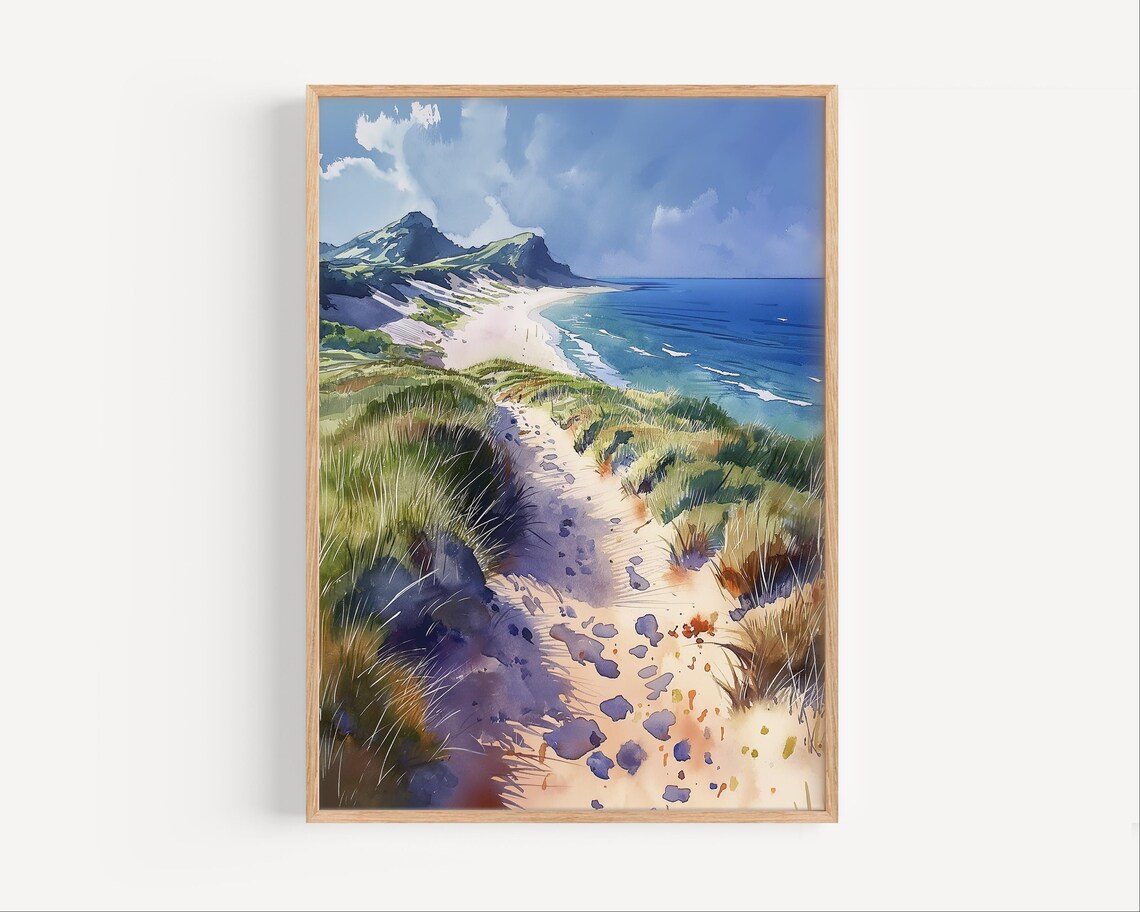 Sleeping Bear Dunes National Lakeshore Watercolor Travel Poster