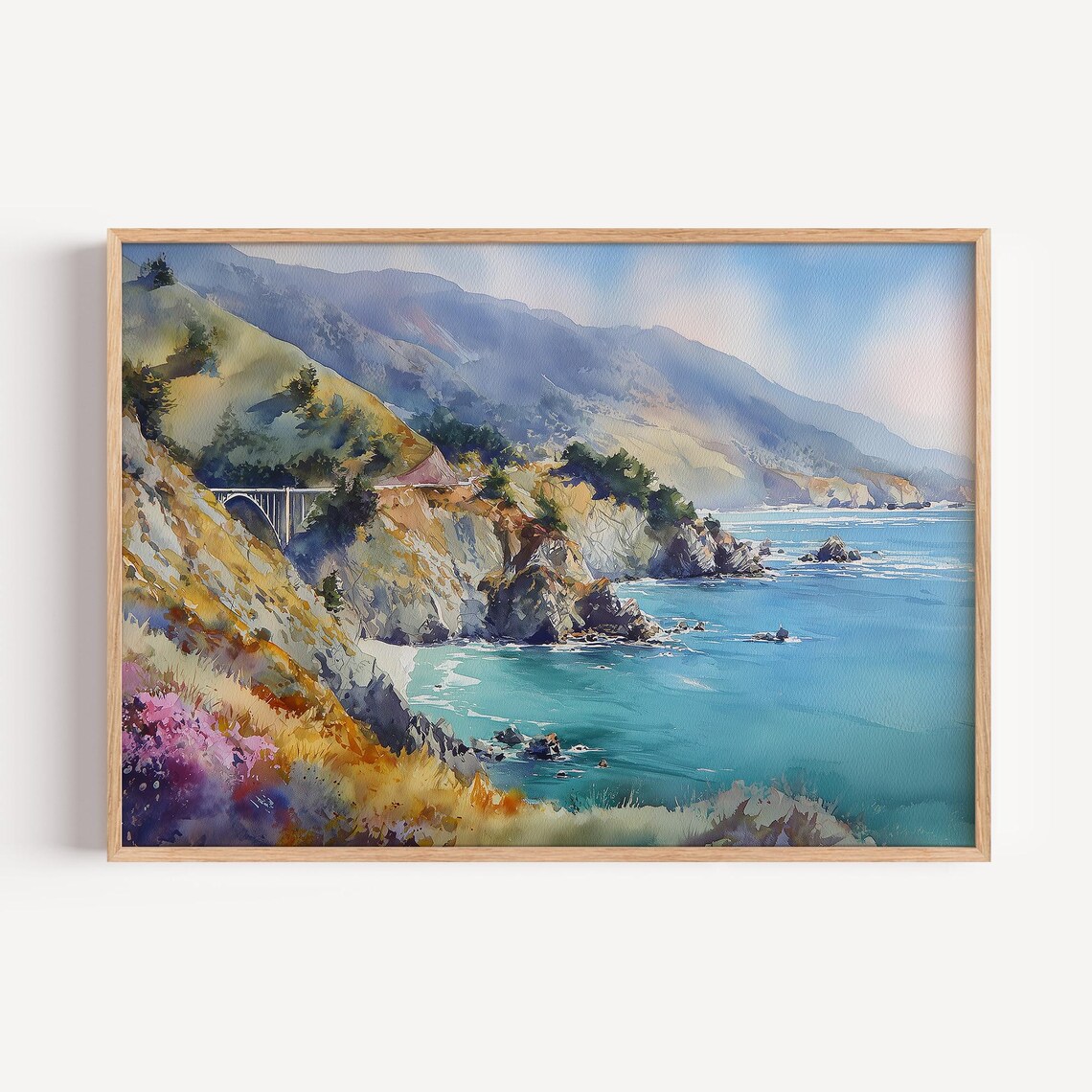 Big Sur Bixby Creek Bridge Coastal California Watercolor Poster