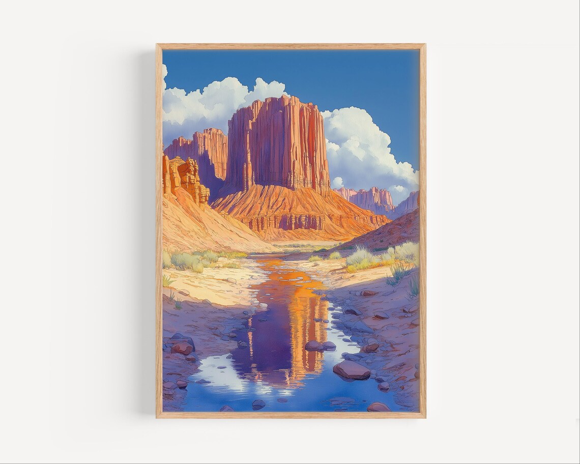 Capitol Reef National Park Utah Watercolor Red Rock Cliffs Poster