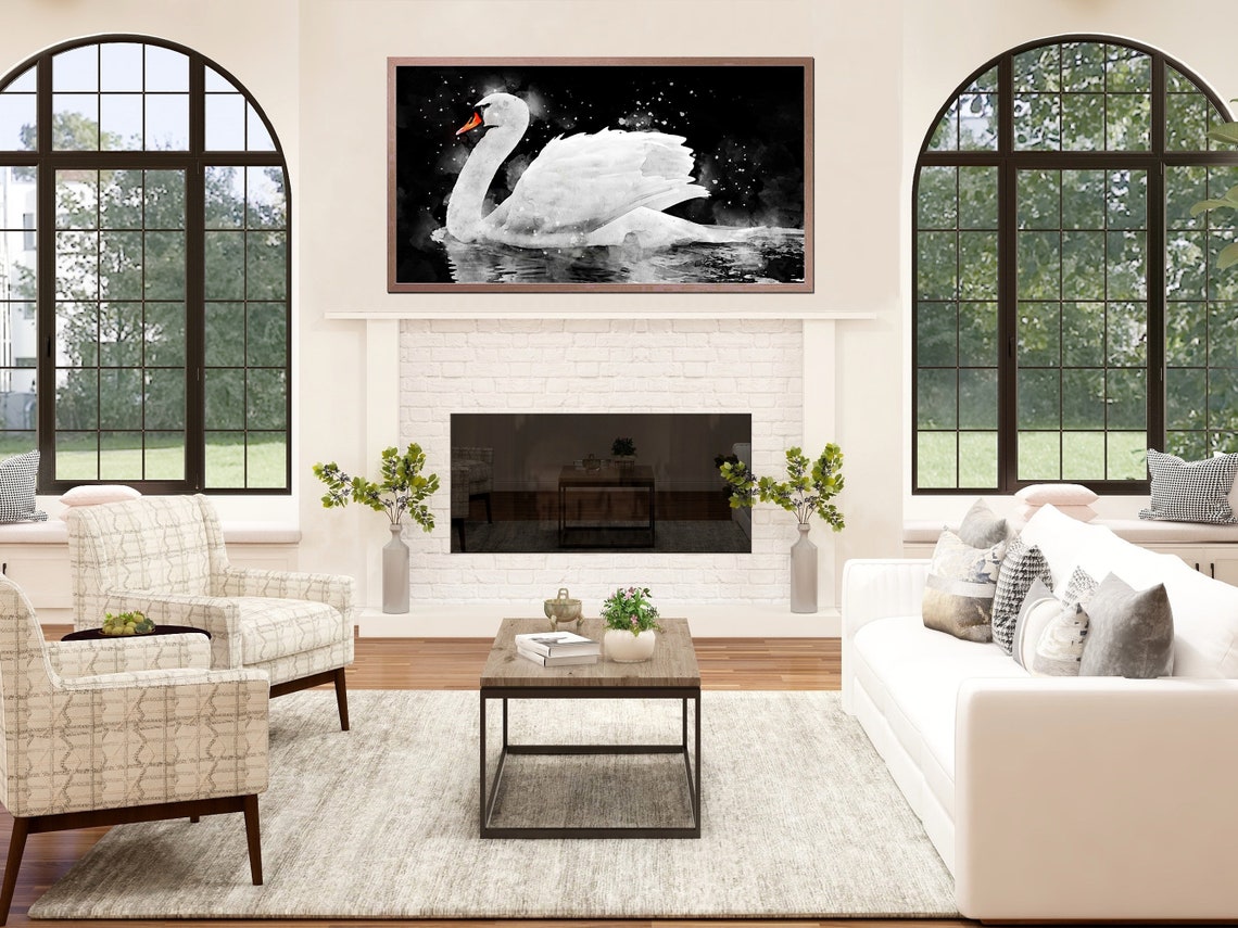 Mute Swan Watercolor Effect Art Print - Image 3