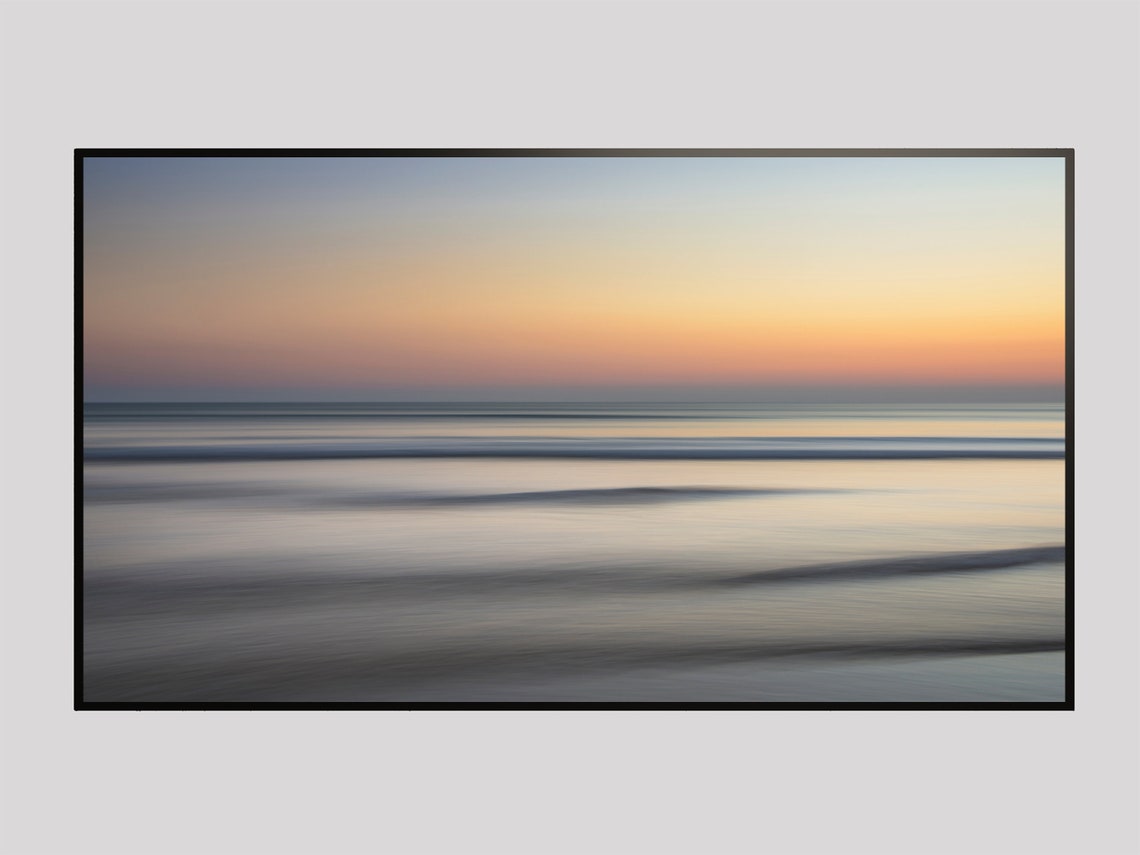 Dreamy Long Exposure Ocean Sunset Pastel Waves Abstract Sea Print - Image 2