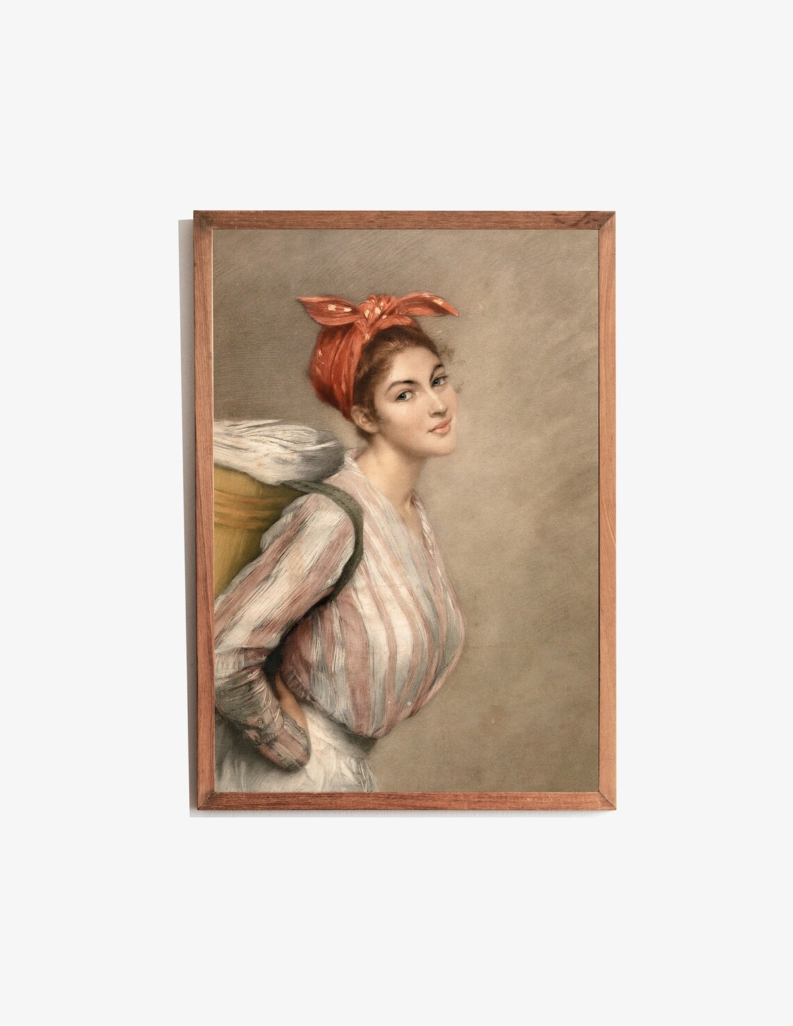 Vintage Portrait Painting Woman Red Headscarf Laundry Basket Classic Poster - Image 3