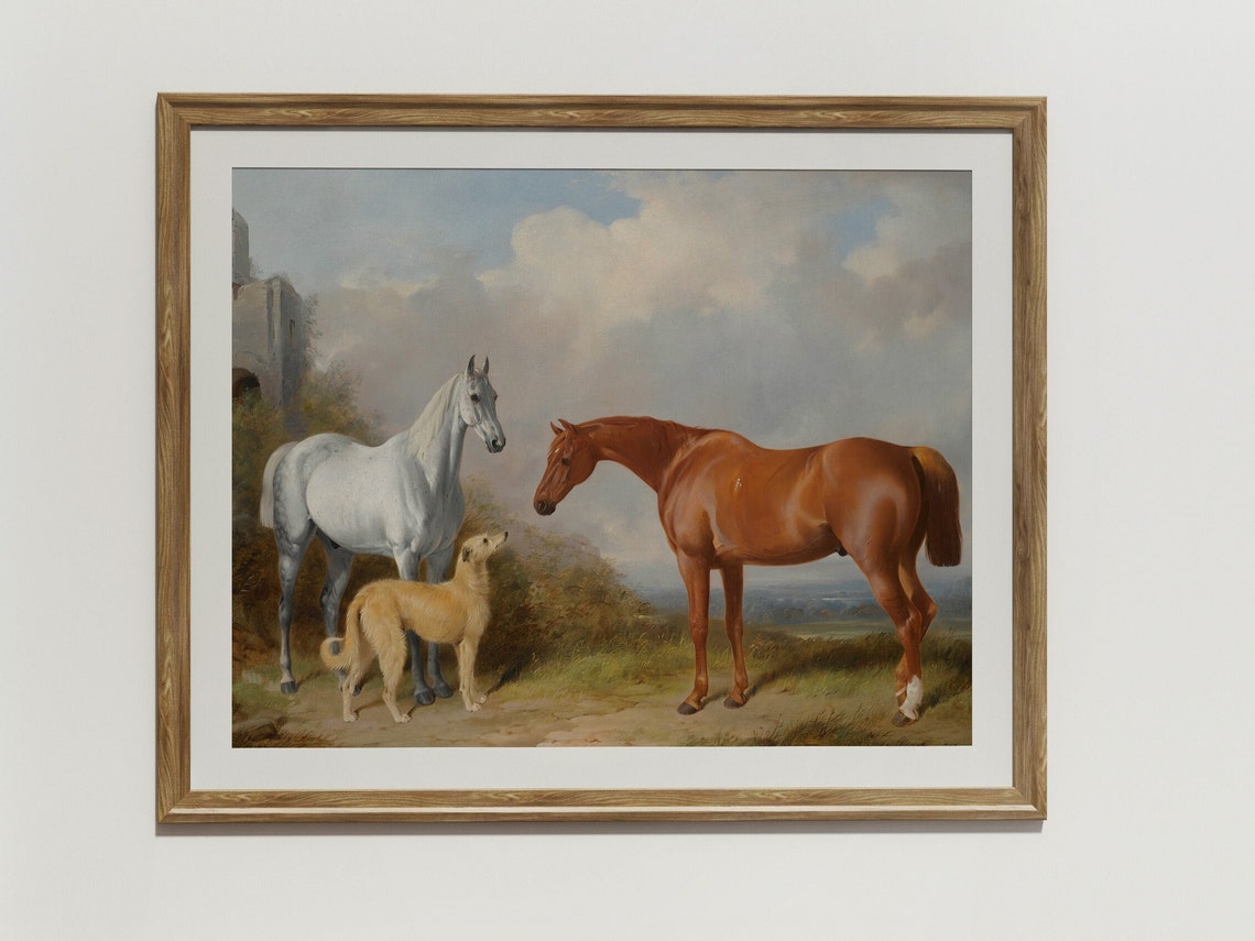 Oil Paintings Of Horses Paintings Of Dog Vintage Horse Prints Lake House Wall Art Art - Image 2