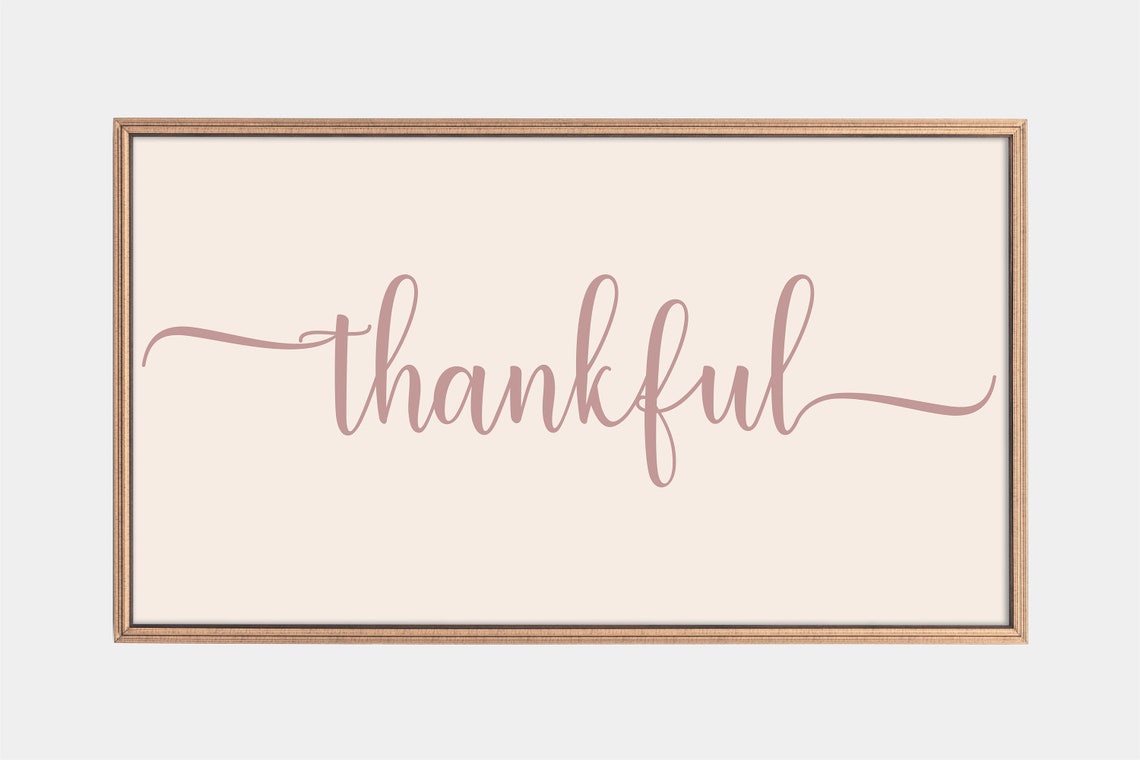 Thankful Hand Lettered Script Thanksgiving Minimalist Quote Wall Art