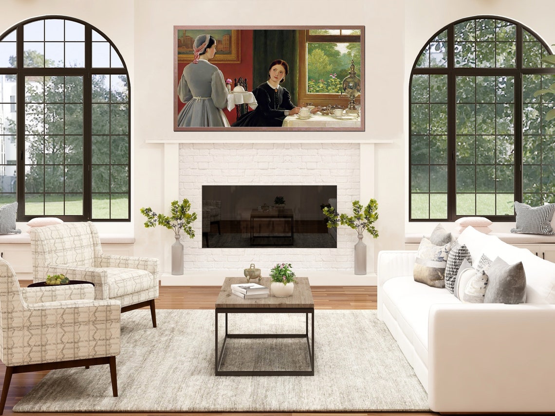 Frame Tv Art Vintage Victorian Painting Afternoon Tea 1865 Art For Tv Frame - Image 2