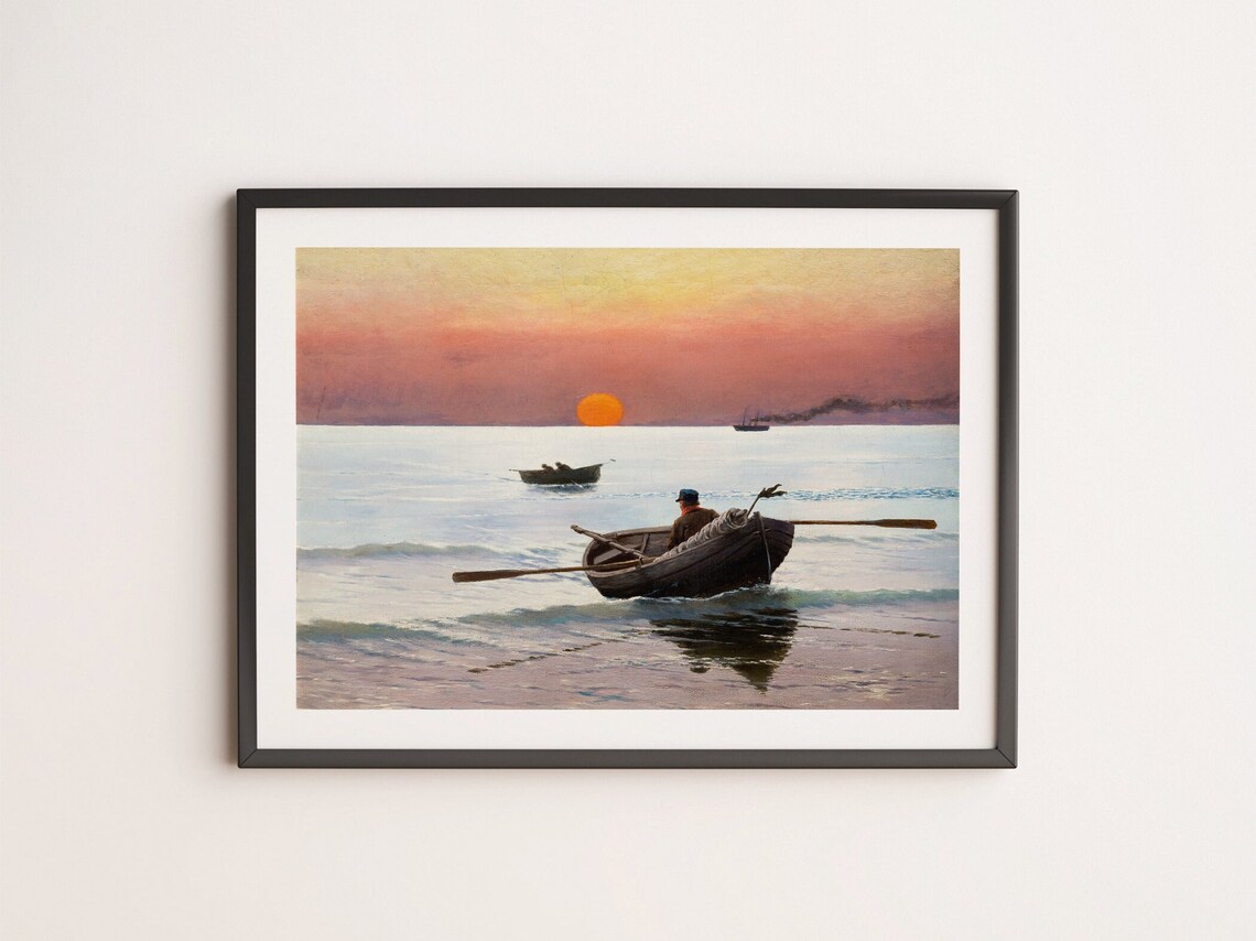 Sunset On The Sea Nautical Vintage Wall Art Print - Image 4