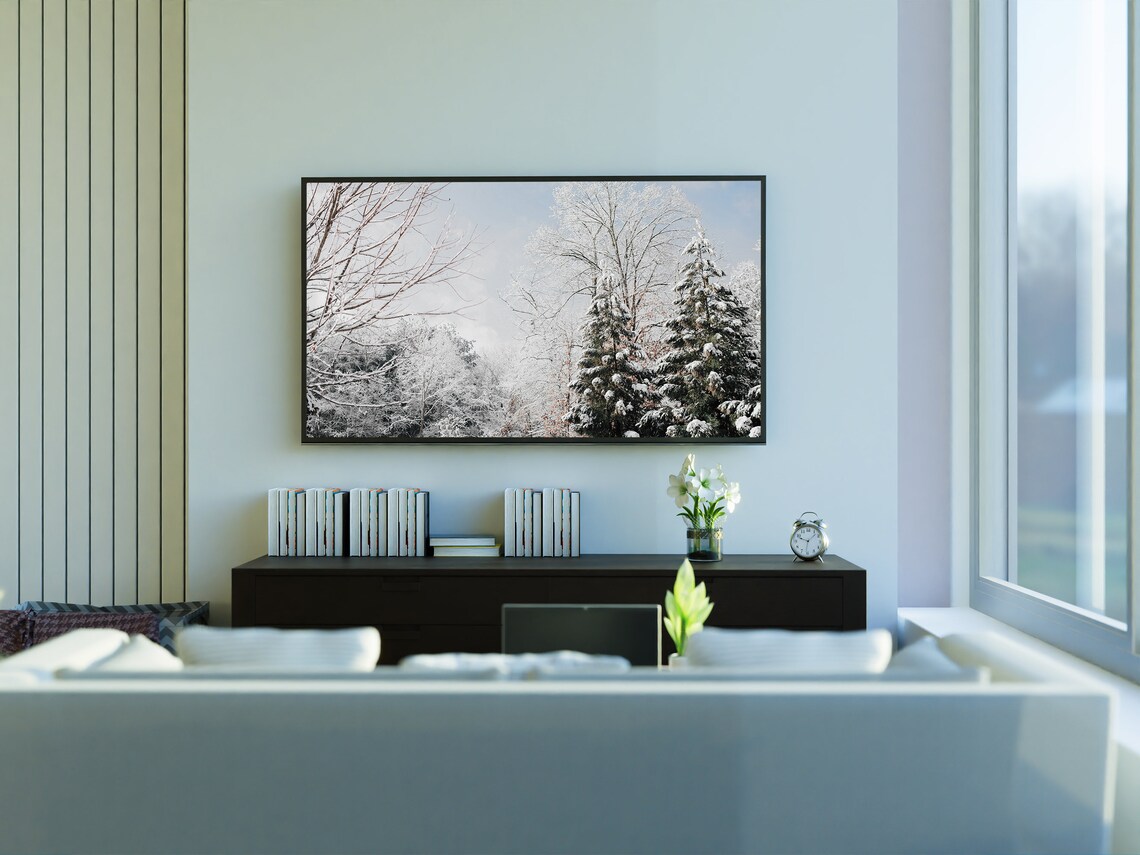 Snowy Tree Landscape Winter Art Poster Print - Image 3