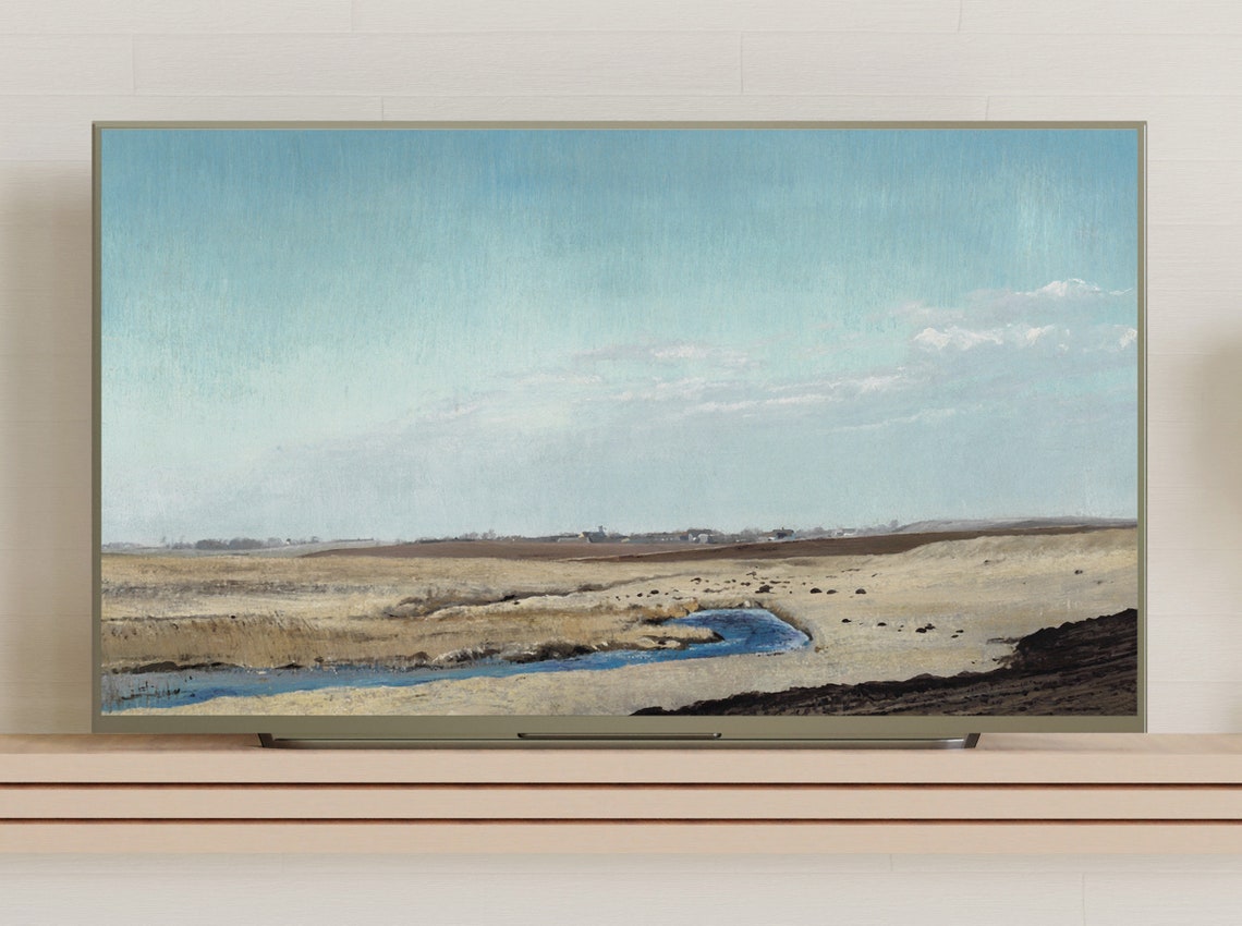 Spring Marsh Landscape Winding Stream Big Sky Vintage Nature Poster - Image 3