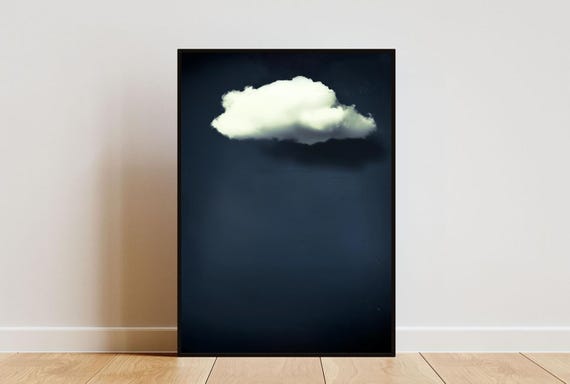 Vintage Blue Cloud Poster Minimalist Wall Art Navy Cloud Print Abstract Art Poster Cloud Wall Art Living Room Wall Art Cloud Print