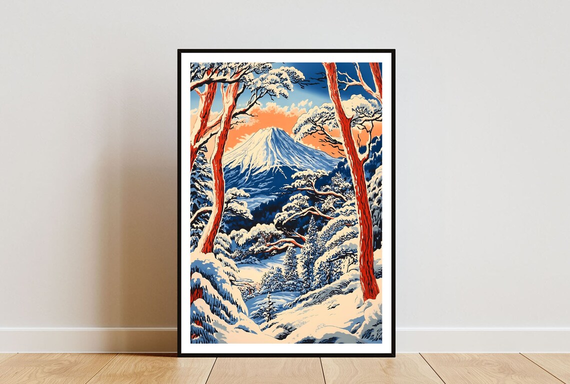Mount Fuji Poster Japanese Print Mount Fuji Wall Art Japanese Poster Winter Wall Art Japanese Art Retro Japan Anime Art Japan Poster