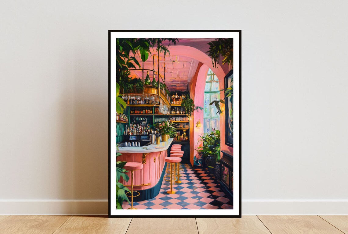 Retro Cocktail Bar Poster, Vintage Kitchen Art