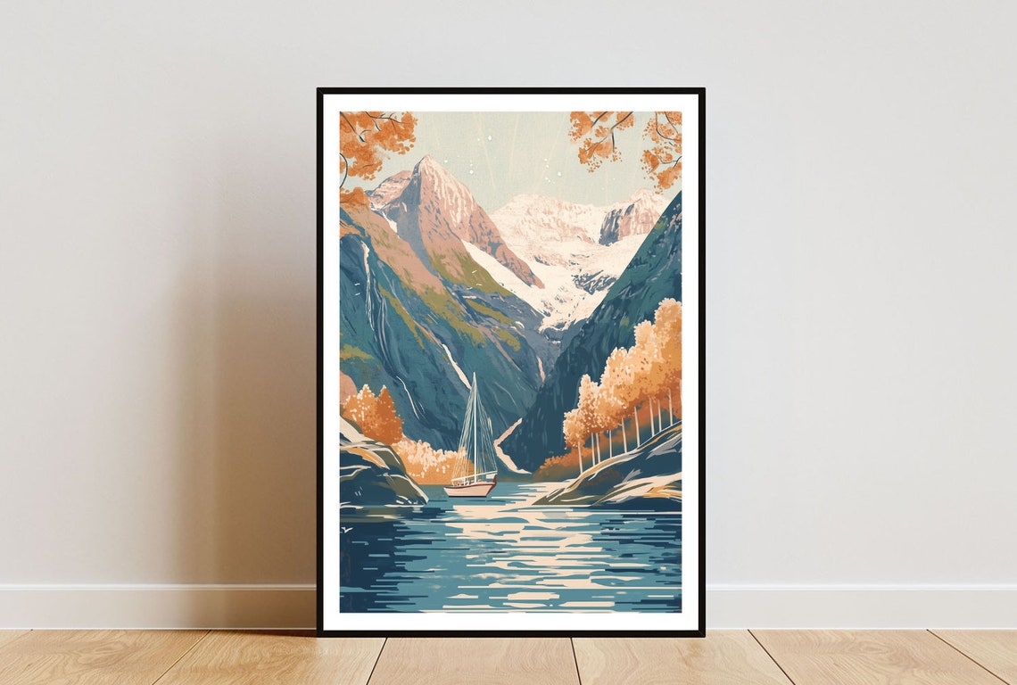 Fjords Poster Scandinavia Print Norway Wall Art Travel Poster Norway Print Fjords Norway Fjords Wall Art Pastel Art Autumn Poster