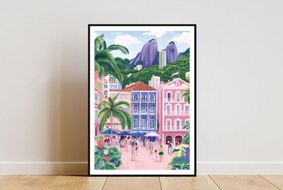 Rio De Janeiro Poster Rio De Janeiro Print Rio Wall Art Travel Poster Brazil Print Rio De Janeiro Brazil Brazil Wall Art Pastel Art