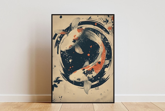 Vintage Japanese Koi Fish Poster Japanese Print Japanese Carp Fish Wall Art Carp Fish Poster Oriental Decor Japanese Art Koi Fish Art
