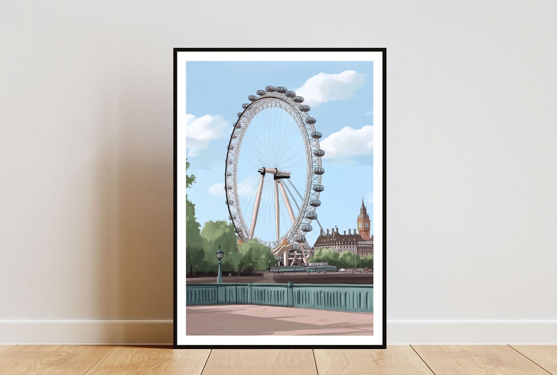 London Eye Poster London Eye Print London Wall Art Travel Poster London Print London England London Eye Wall Art Uk Britain Art