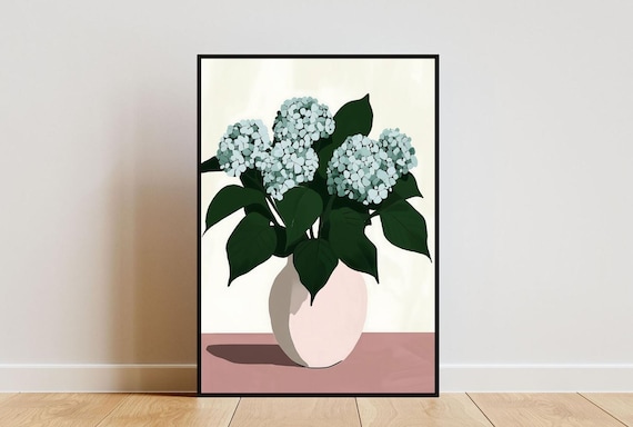 Blue Hydrangea Poster Hydrangea Print Botanical Print Flower Print Flower Poster Tropical Poster Boho Print Hydrangea Wall Art