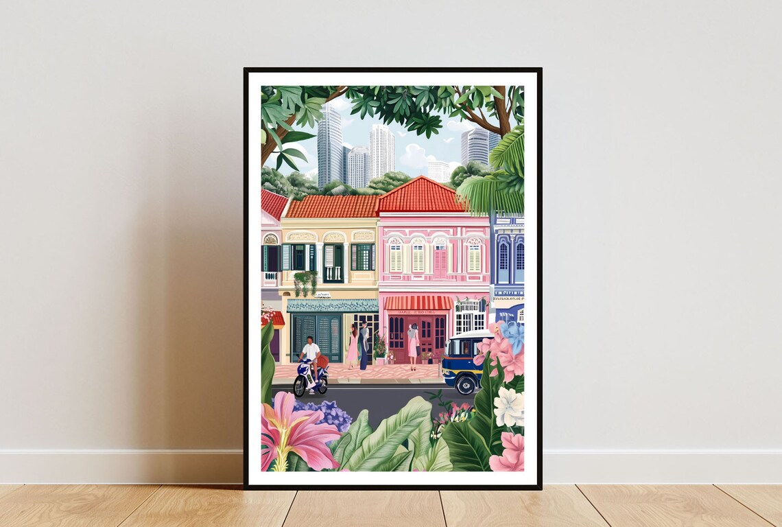 Singapore Pastel Travel Poster, Asia City Print