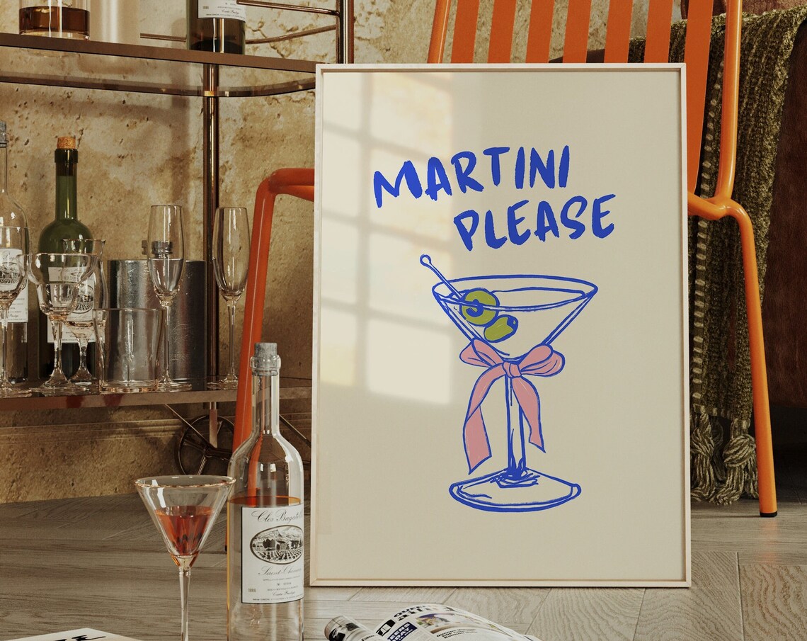 Dirty Martini Poster, Trendy Cocktail Bar Cart Decor - Image 4