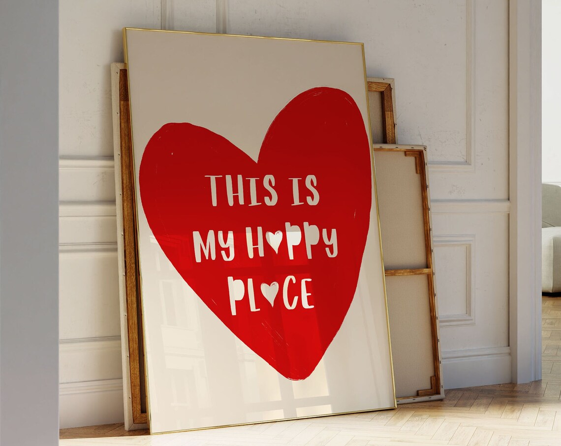 This Is My Happy Place Red Poster, Aesthetic Room Decor