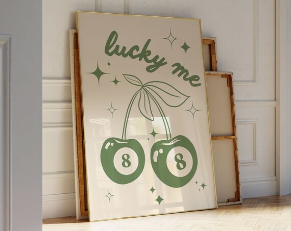 Lucky Me 8 Ball Art Print Poster Modern Kitchen Wall Art Retro Trendy Aesthetic Print Lucky Me Wall Art Trendy Wall Art Funny Art