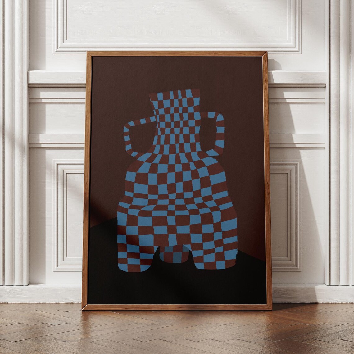 Checked Vase Poster, Abstract Modern Geometric Decor