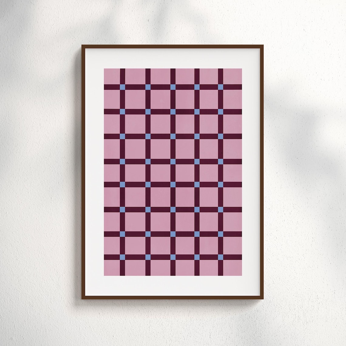 Plaid Geometric Grid Pattern, Modern Retro Art Print