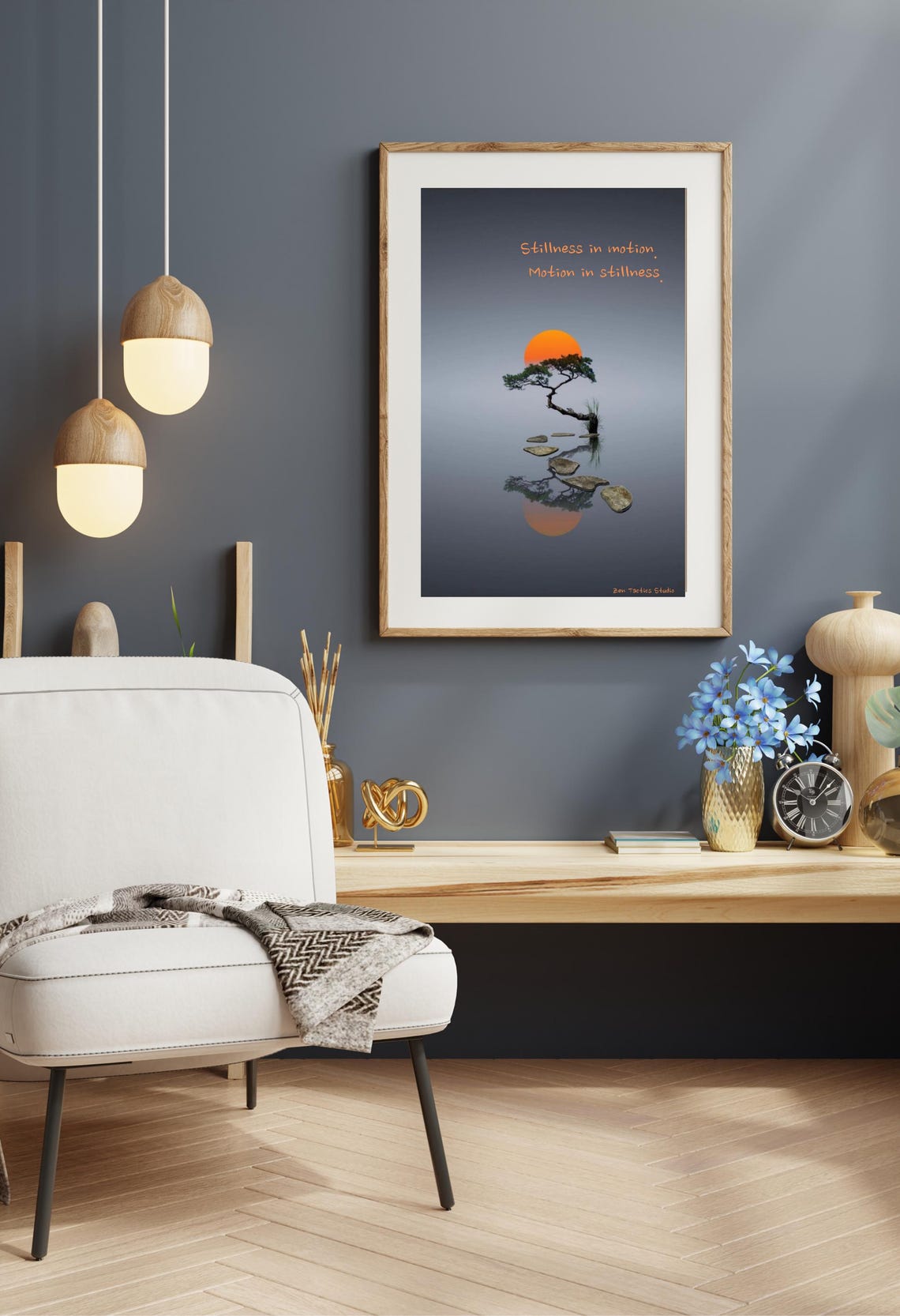 Stillness In Motion Motion In Stillness Sunset Pine Water Zen Poster