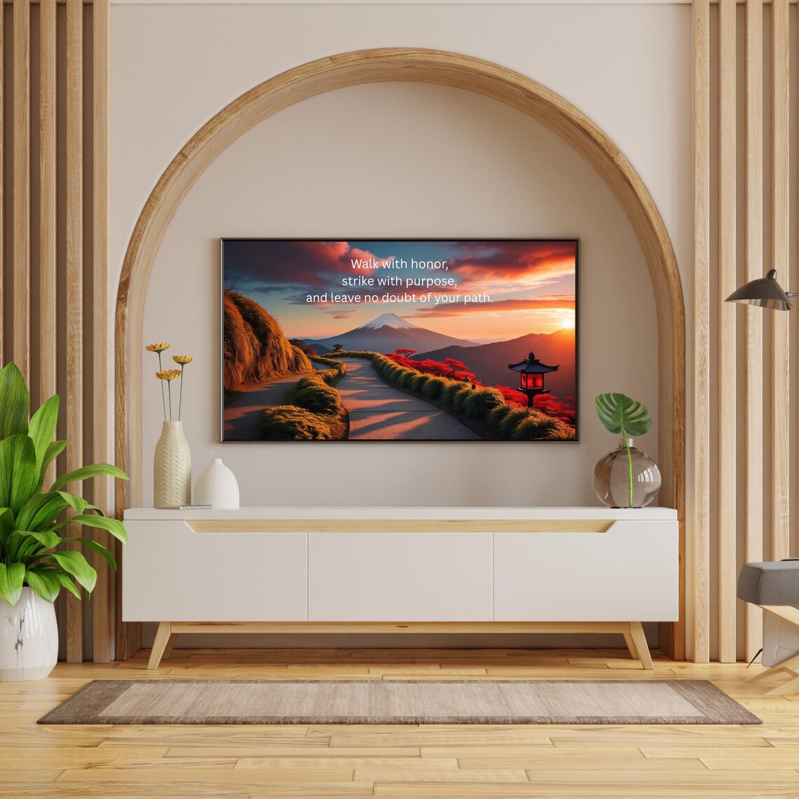 Mount Fuji Sunset Honor Path Purpose Quote Japanese Landscape Poster