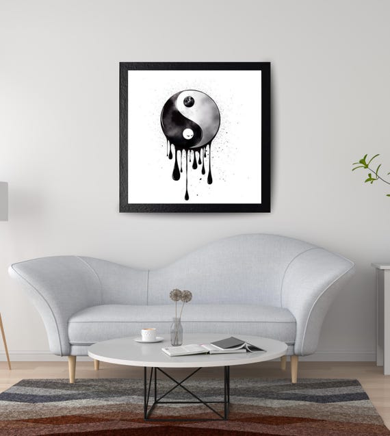 Dripping Ink Yin Yang Watercolor Balance Symbol Modern Zen Poster