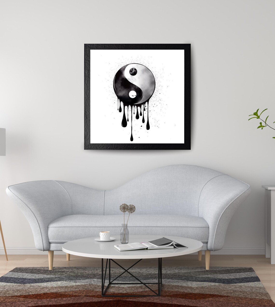 Dripping Ink Yin Yang Watercolor Balance Symbol Modern Zen Poster