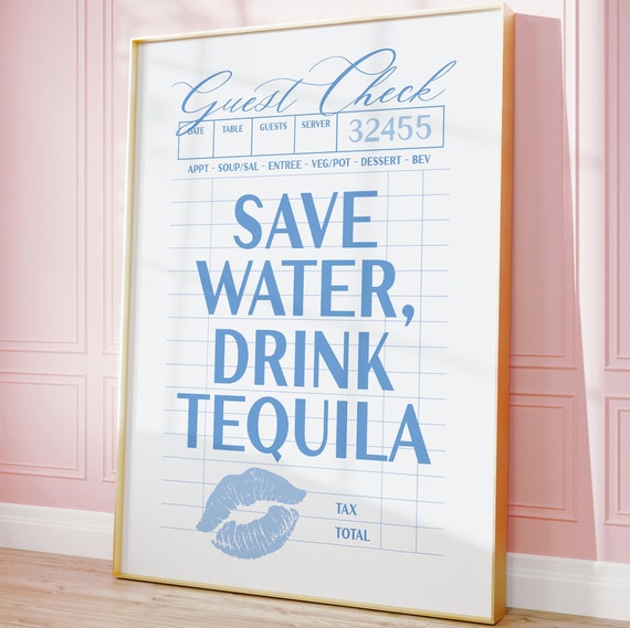 Bar Cart Tequila Vintage Drinks Poster