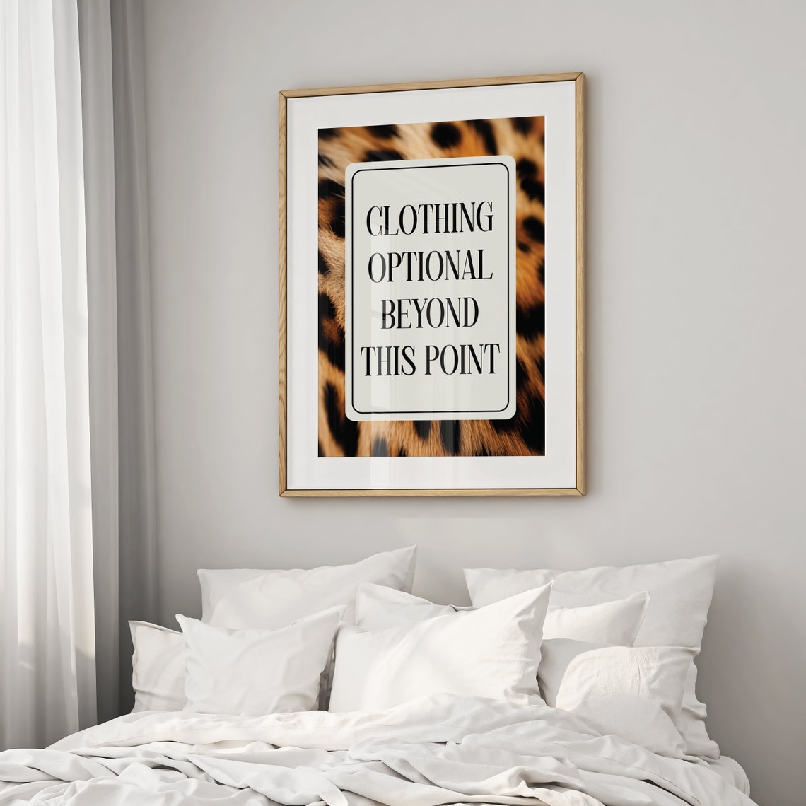 Clothing Optional Beyond This Point Leopard Frame Quote Poster - Image 2