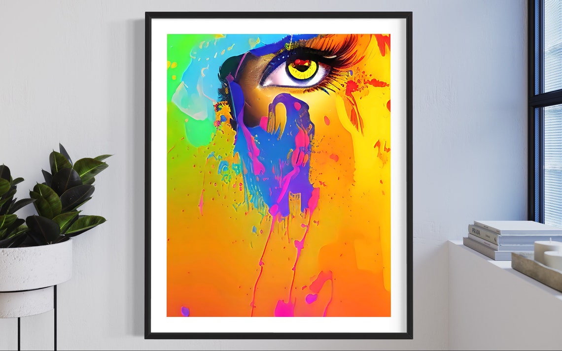 Colorful Abstract Eye Pop Art Poster in Neon Splash Paint Style - Image 2