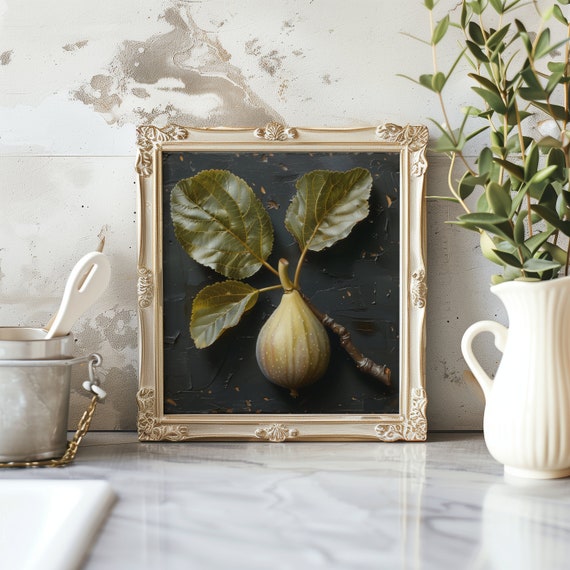 Green Fig Still Life, Vintage Mediterranean Kitchen