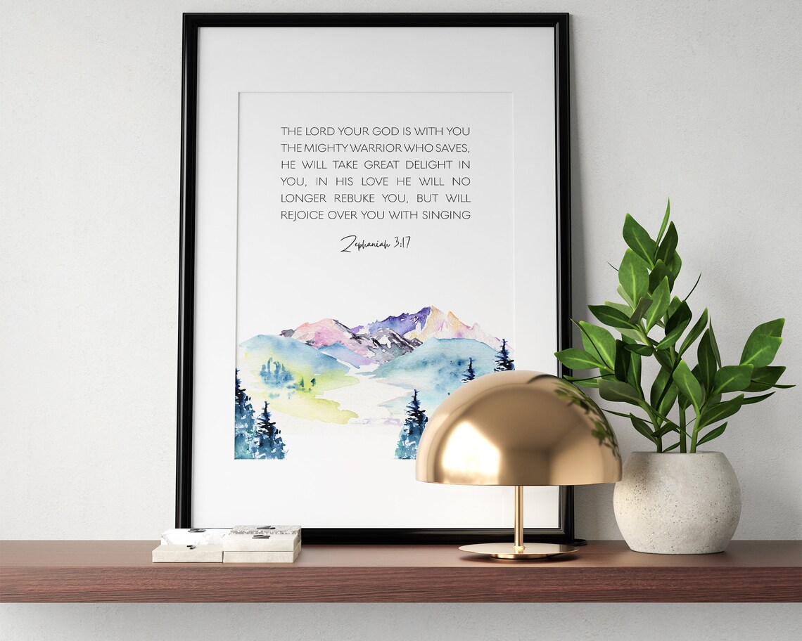 Zephaniah 3:17 Scripture Wall Art, Bible Verse Poster - Image 2