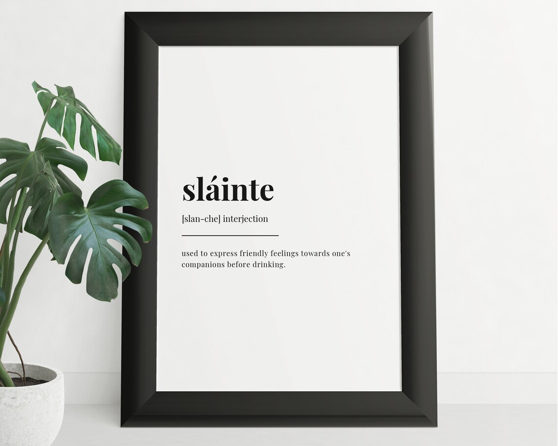 Slainte Definition Meaning Typography Wall Art - Image 3