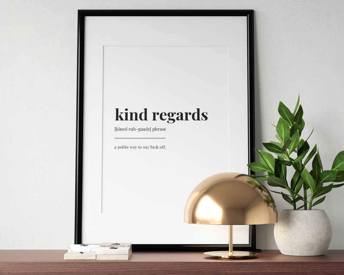 Kind Regards Definition Meaning Wall Art Definition Print Home Dcor Instant - Image 3