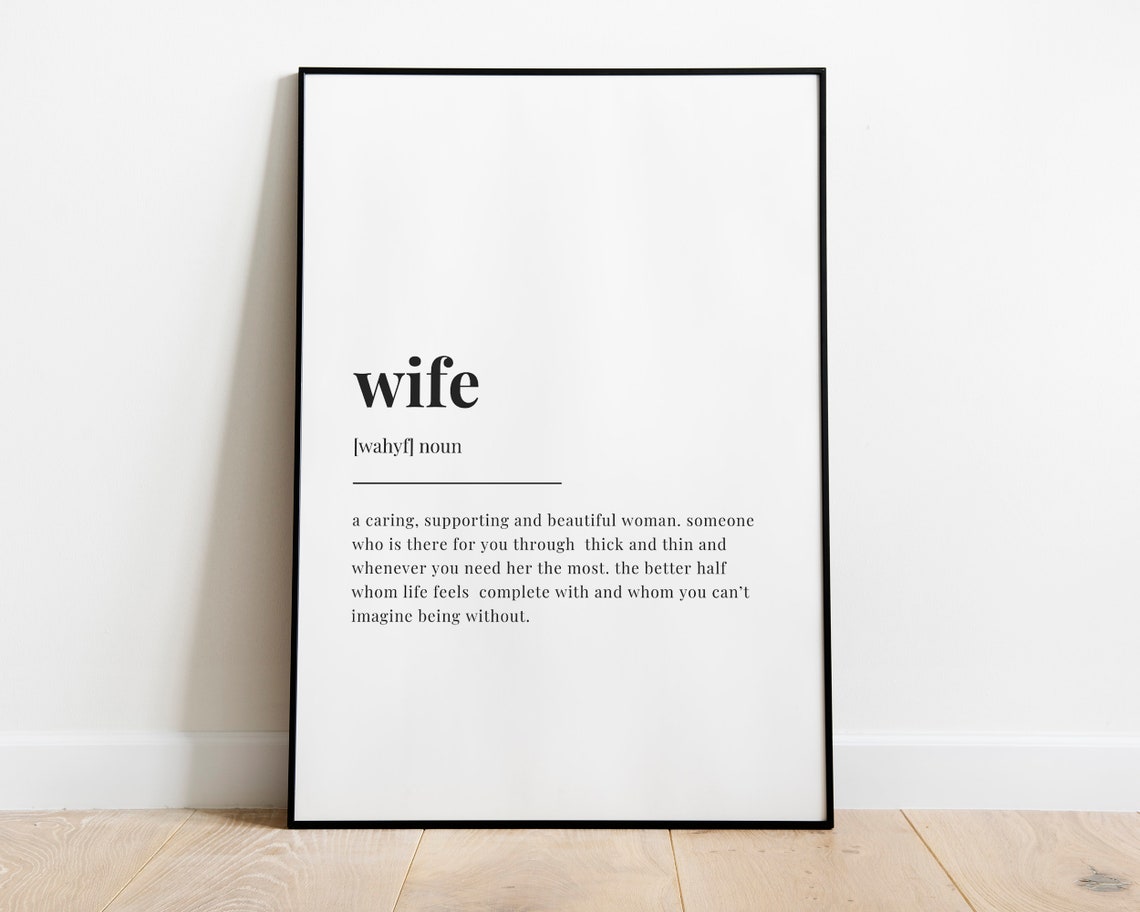 Wife Definition Meaning Wall Art Wife Gift Instant Home Decor Gift For Wife Instant - Image 3