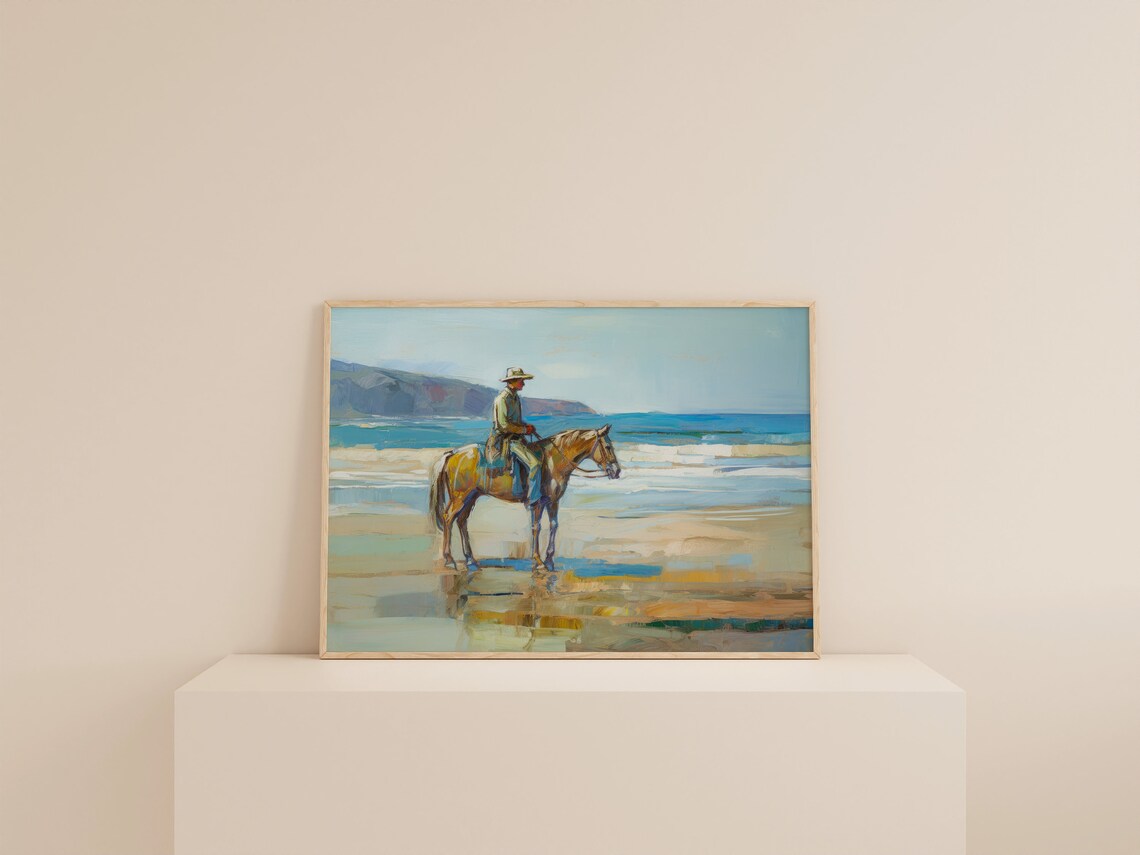 Western Beach Painting, Rustic Cowboy Art Print - Image 2