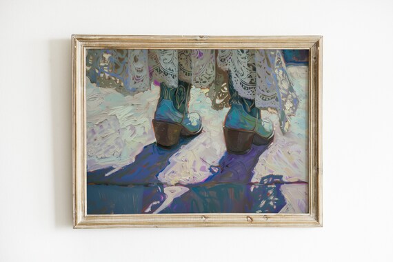Country Western Cowgirl Boot Rustic Art Print