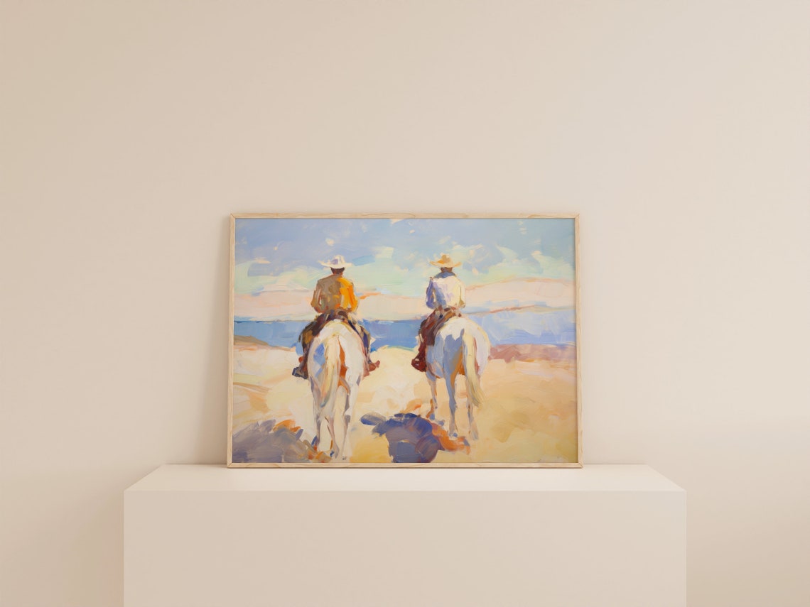 Pastel Western Cowgirl Horse Art Print - Image 2