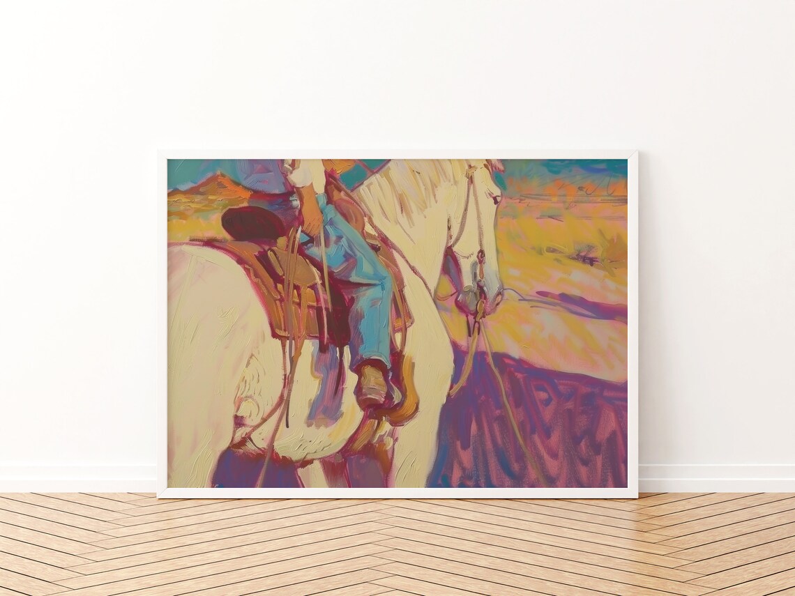 Cowboy Southwestern Landscape, Retro Dorm Room Poster - Image 3
