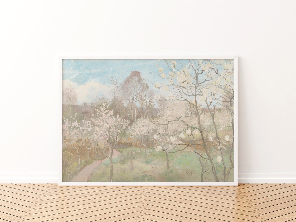 Vintage Autumn Landscape Floral Oil Painting Poster - Image 3