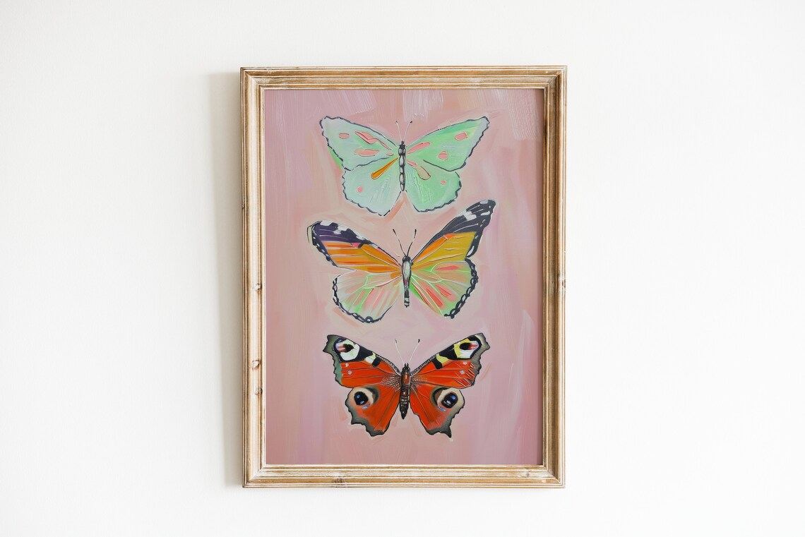 Butterfly Wall Art Print, Preppy Dorm Room Decor