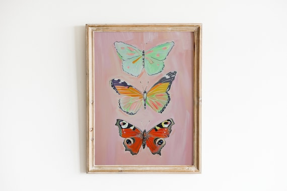 Butterfly Wall Art Print, Preppy Dorm Room Decor