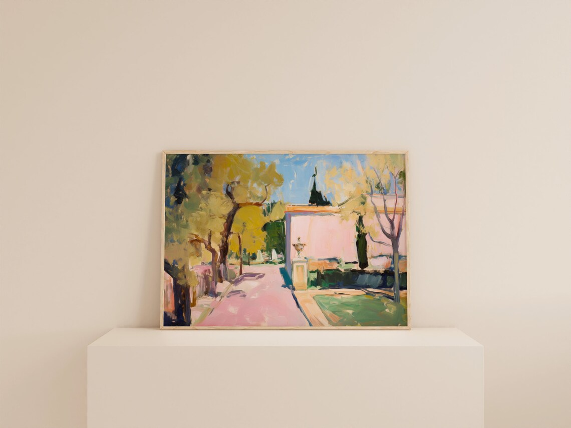 French Garden Painting, Soft Pink Apartment Art Print - Image 2