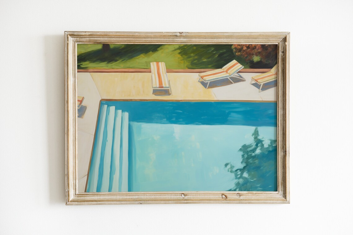 Soft Vintage Summer Swimming Pool Art Print