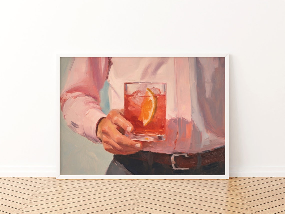 Pink Bar Cart Retro Cocktail Art Print - Image 3